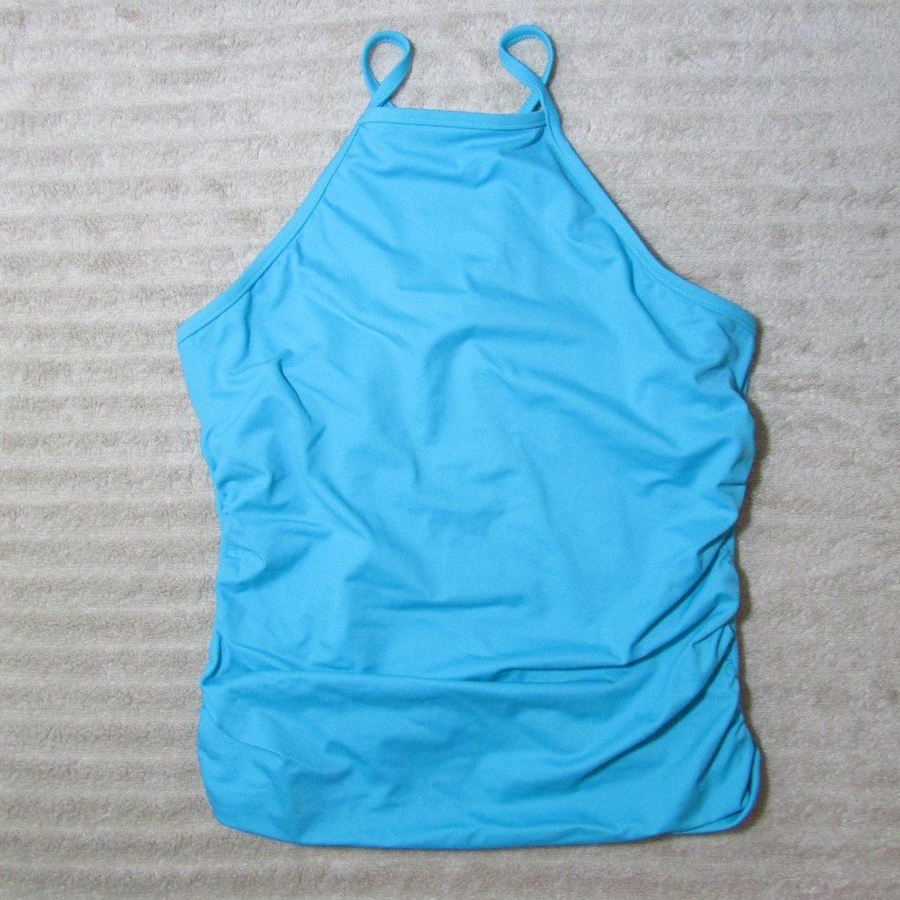 VENUS Ruched Side Halter Tankini Top Blue